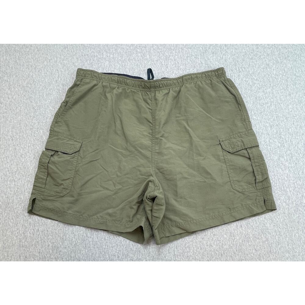 LL Bean‎ Shorts Mens 35 Green Performance Mesh Lined Drawstring Cargo 6" Inseam